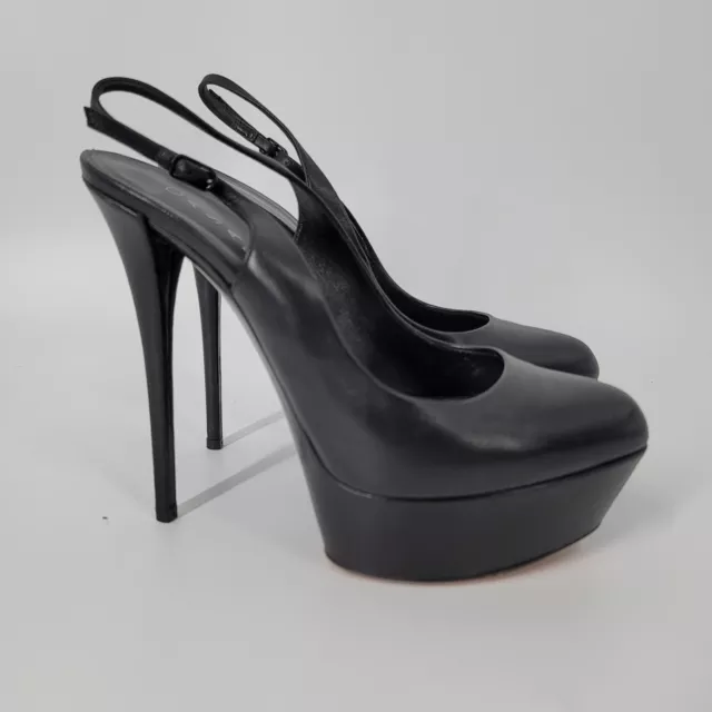 Casadei Ultra High Black Platform Slingback Pumps Size 8