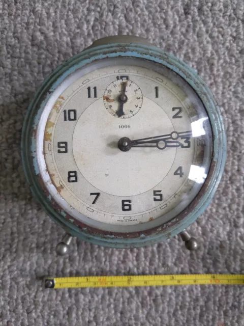Antique Vintage 1920s 1930s French Alarm Clock. No Winding Key 1066 Art Deco