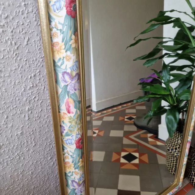 Beautiful Large Wooden Mirror Hand Painted Floral Frame Bevelled Cottagecore 3