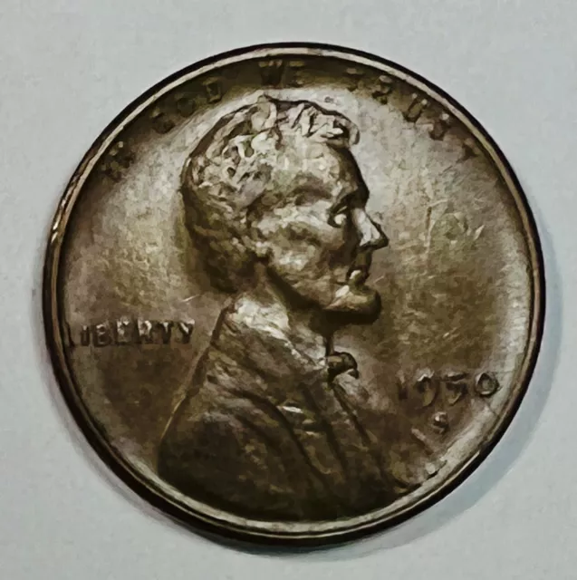 1950 S Lincoln Obverse Wheat Ears Reverse 1 Cent Circulated Coin 6730