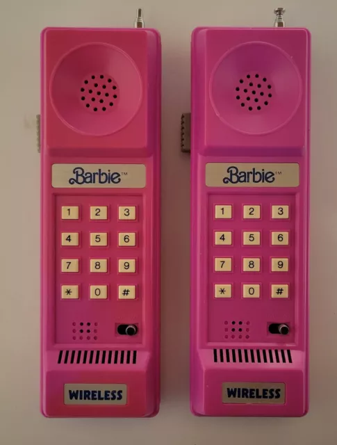 Mattel Vintage 1990s Pink Barbie Walkie-talkie Toy Phones 