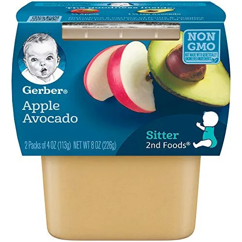 Gerber 2nd Foods, Apple Avocado Pureed Baby Food Pack Of 8