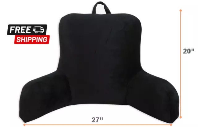 Plush Backrest Pillow Bed Cushion Support Reading Rest Arms Chair Lounger Black