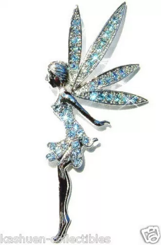 Big Blue Tinkerbell made with Swarovski Crystal Tinker Fairy Princess Pin Brooch