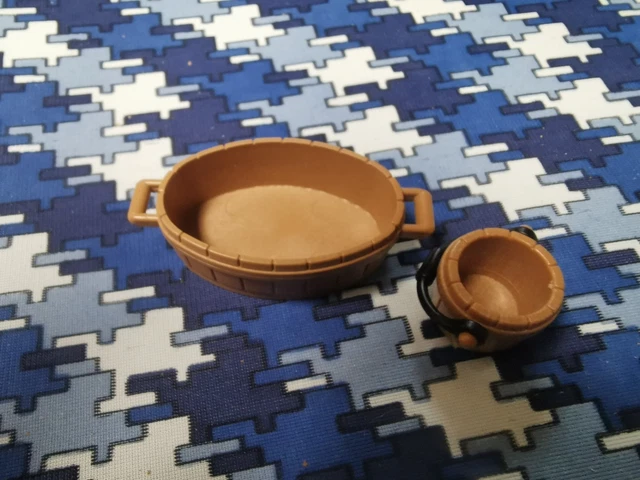 Accessoire Playmobil Moyen-Âge : Baquet/Bassine Marron - Pièce Détachée Pour Nombreux Sets - Occasion