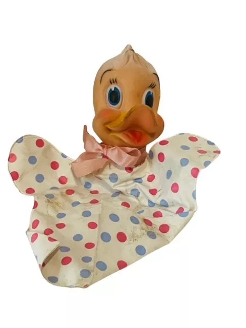Baby Donald Duck Disney polka Hand Puppet toy 1969 Muppets Mr Rogers vtg antique