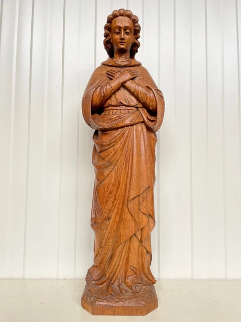 An Exceptional French Gothic Revival Church Statue of A Praying saint/Angel -oak