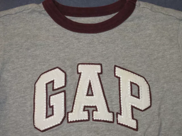 Boys RINGER LOGO Tee T-Shirt by GAP KIDS - Sz XS or 4-5 - Gray & Maroon Color 2