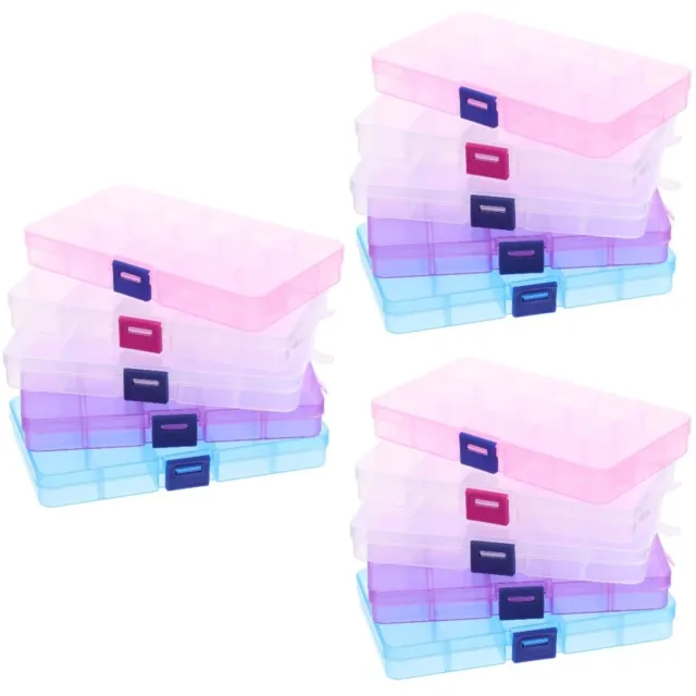 15 piezas Contenedor de plástico con tapas Tapas Cubierta de caja de almacenamiento