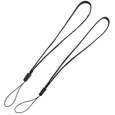 Cinturino da Polso a mano Cordino per MP3 MP4 Camera Cellulare Chiavi USB NERO 15cm x 2 