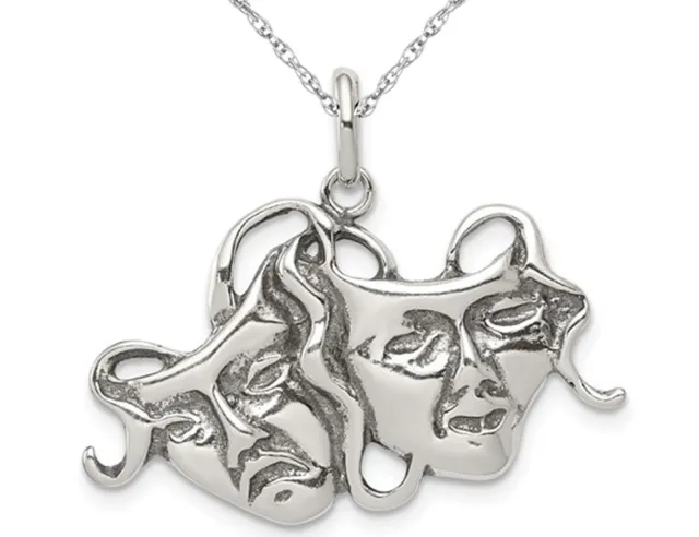 Comedy/Tragedy Pendant in Sterling Silver with Chain