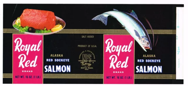 Original C1960S Can Label Vintage Salmon Royal Red Alaska Sockeye Seattle