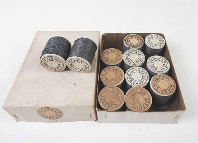 Box of 12 - 24 & 28 Gauge Vintage Steel Wire Spools 40 Yards Jewelry Crafts