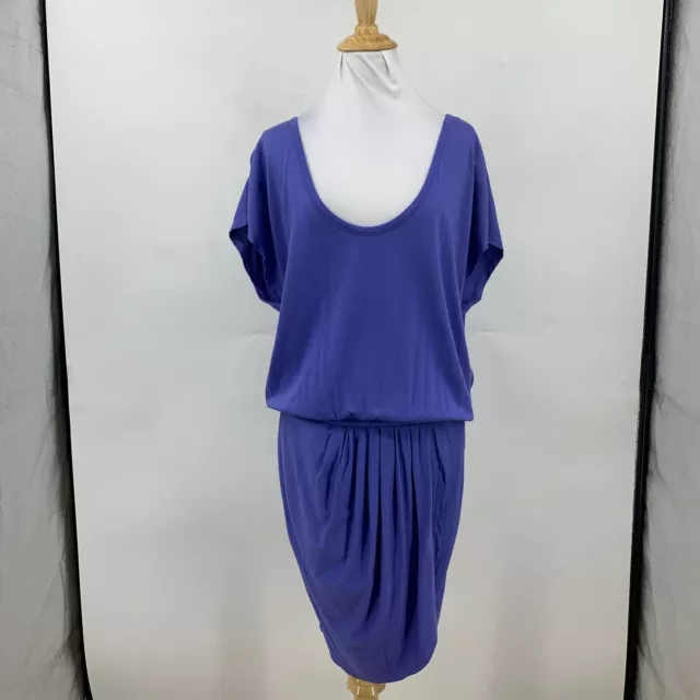 Soft Joie Dropped Waist Dress Womens S Small Periwinkle Low Scoop Cap Sleeves 2
