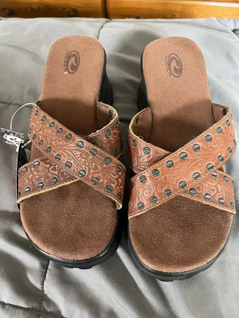 Roper Sandals Women's Size 8 Wedge Platform Western Slide Brown