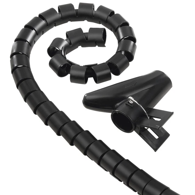 Gaine Spirale Pour Câbles 4 Mm Et 6 Mm - 35 M Au Total (20 M + 15 M) Avec Colliers Et Clips Adhésifs, Noir