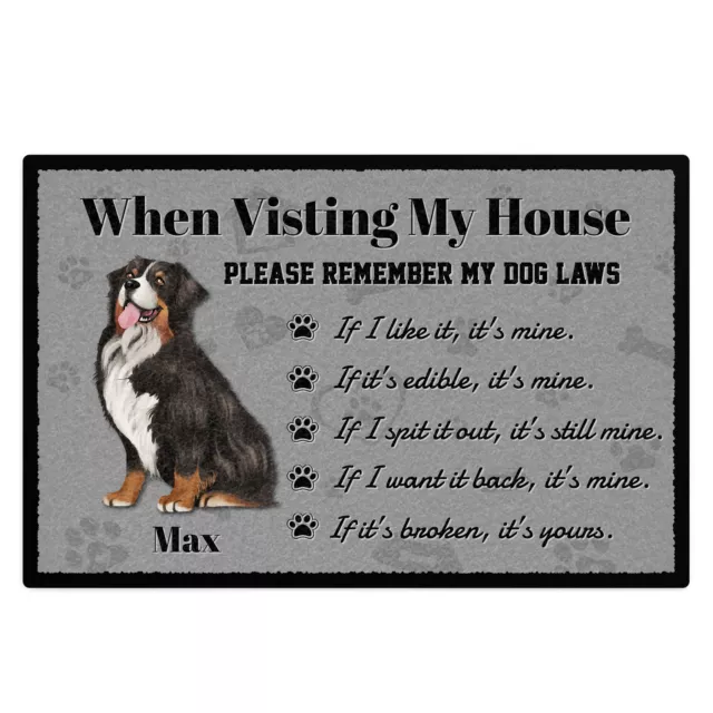 Personalised When Visiting My House Bernese Mountain Dog Floor Mat Family fun...