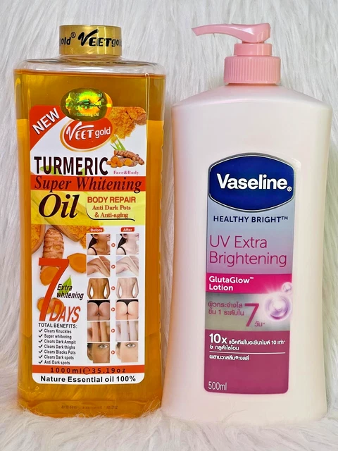 Kit Huile Et Savon Ultra Éclaircissant Veetgold Au Curcuma - 1000ml Et 250g - Bio Et Naturel