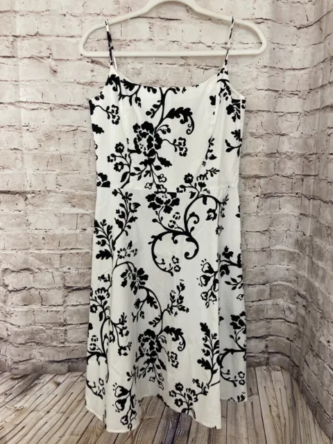 Jessica Howard Dress Womens 12 Fit & Flare White & Black Floral Lined Sleeveless