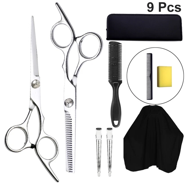 9 PCS Kit De Coiffure Ciseaux Coiffeur À Dents Coupe Plate Enfant