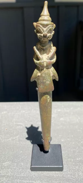 Brass Antique Burmese Tattoo Weight in in Stand from Early 20th/Late 19th C