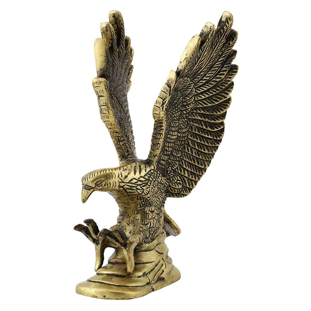 Art Laiton Aigle Statue Volant Faucon Sculpture Feng-Shui Décorative Fait Statu