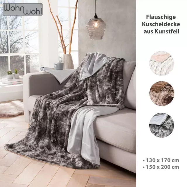 Kuscheldecke Nerzoptik • Fellimititat Wohndecke • Kunstfell Decke • Felldecke XL