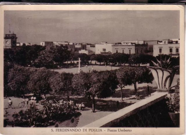 Cartolina S. Ferdinando Di Puglia  B/N Viaggiata 1954 Piazza Umberto