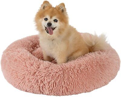 GM PET SUPPLIES Donut Cuddler Dog Bed - Calming Orthopedic Round Pet Bed Pink