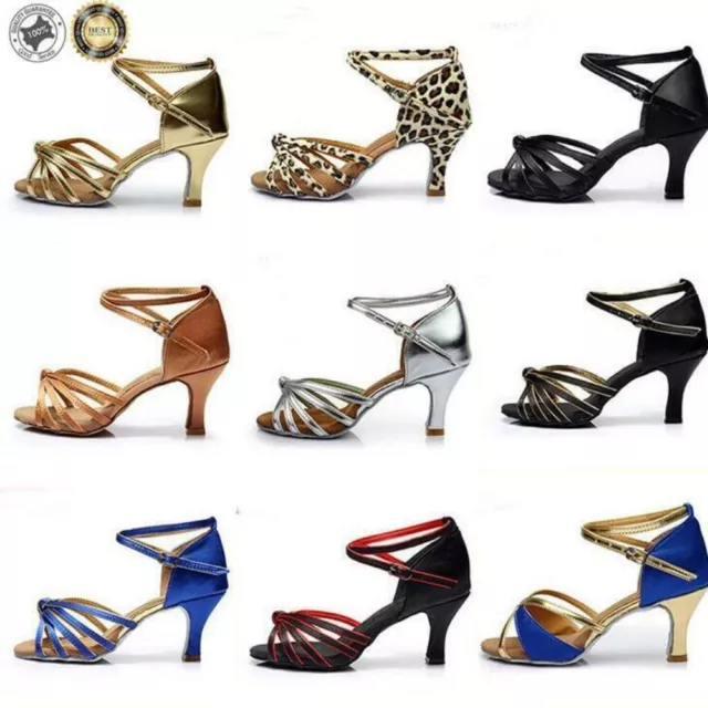 Womens Ladies Girls Ballroom Tango Latin Dance Shoes 5cm/7cm Heeled Comfy Heels