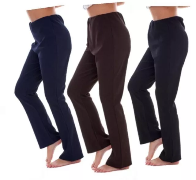 2 Pack Ladies Bootleg Trousers Womens Bootcut Stretch Finely Ribbed Work Bottoms