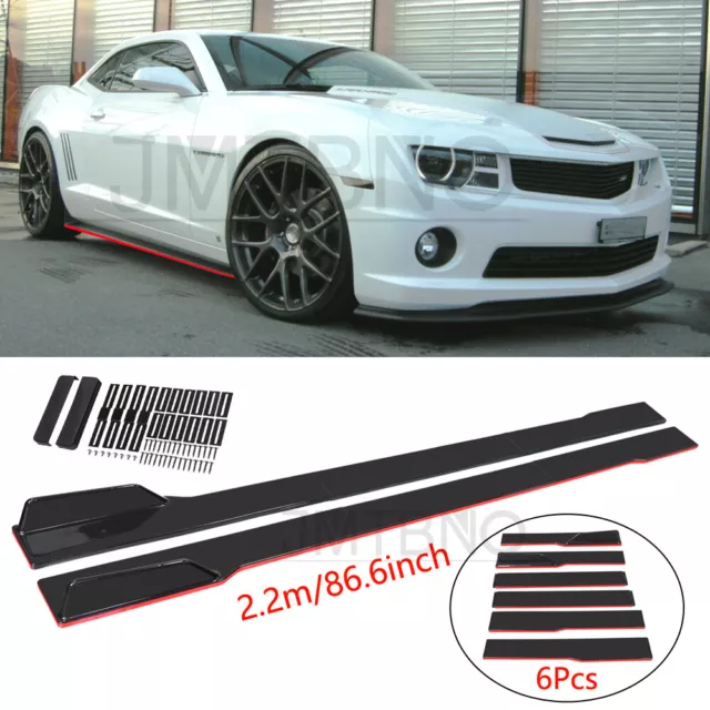 For Chevy Camaro SS RS LT 2010-2015 86.6'' Black + Red Side Skirts Rocker Panels