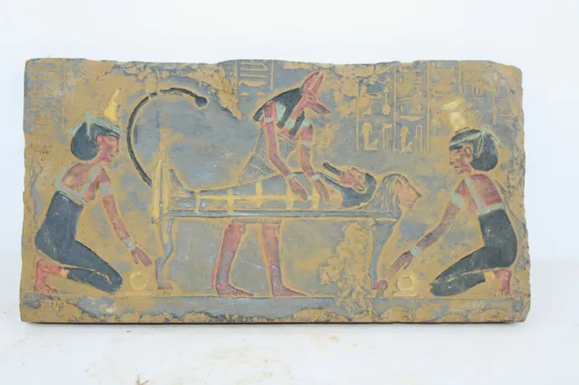 Seltene altägyptische antike Stele von Anubis, Gott der Mumifizierung,...
