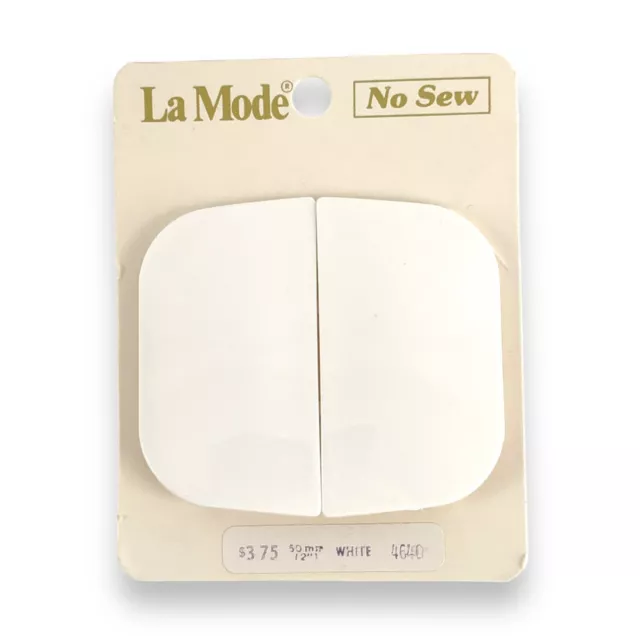 La Mode Belt Buckle VTG 90s No Sew 4640 Plastic White Carded NOS