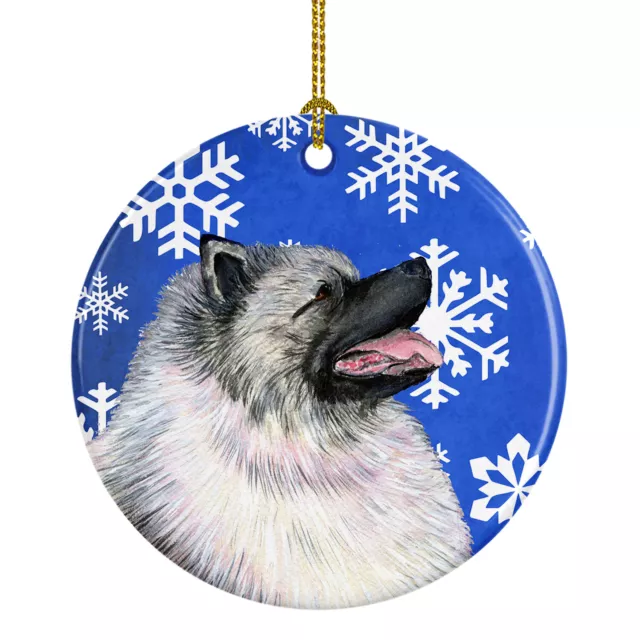 Keeshond Winter Snowflakes Holiday Ceramic Ornament SS4626-CO1