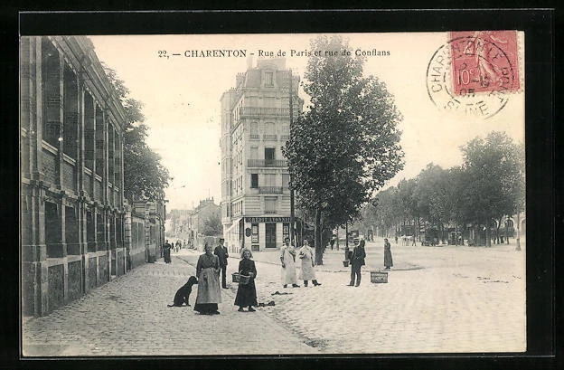 CPA Charenton, Rue de Paris et rue de Conflans 1905