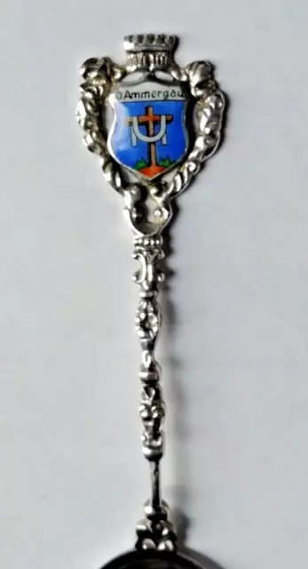 Andenkenlöffel Silber - Ober  Ammergau - Wappen Emaille - sehr guter Zustand