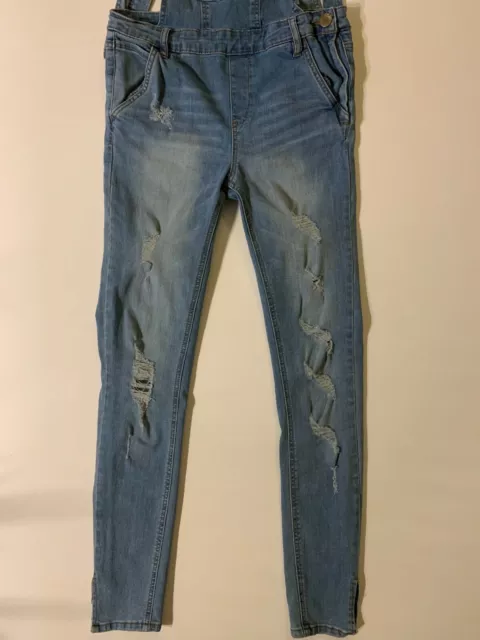 Dollhouse Women's Juniors Size 7 Skinny Distressed Stretch Denim Jean Overalls