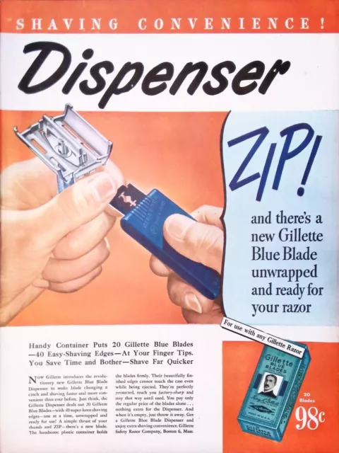 Vintage Magazine Ad Ephemera - Gillette Razor