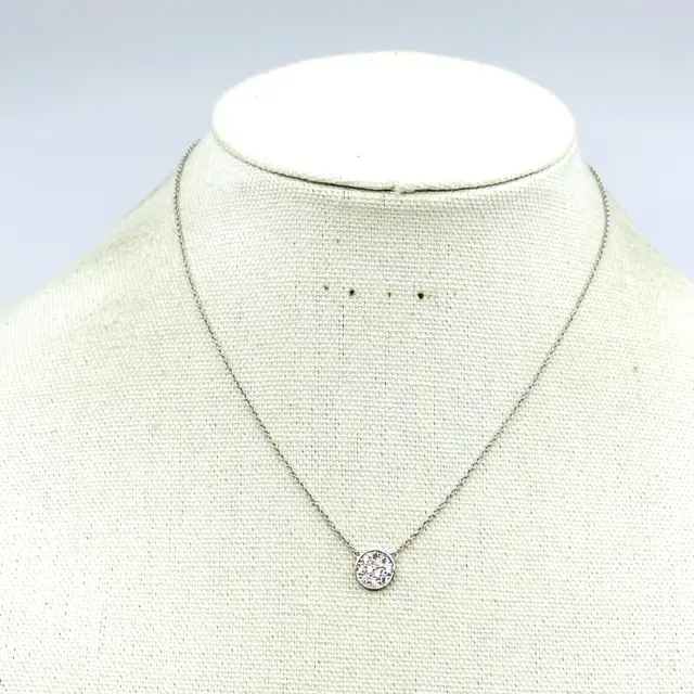 Express Necklace Pave Rhinestone Silver Tone Minimalist Everyday Elegant Jewelry