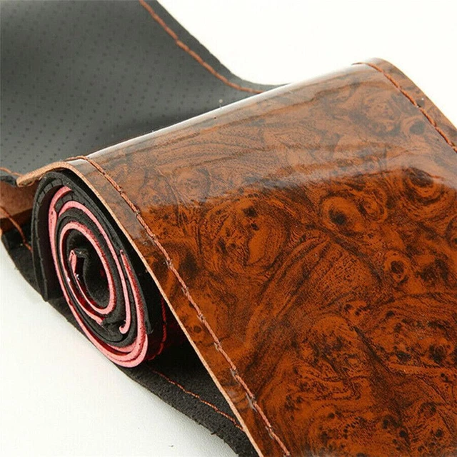 Wood Leather Car 38CM Steering Wheel Cover Non-slip Booster Protection Case Part