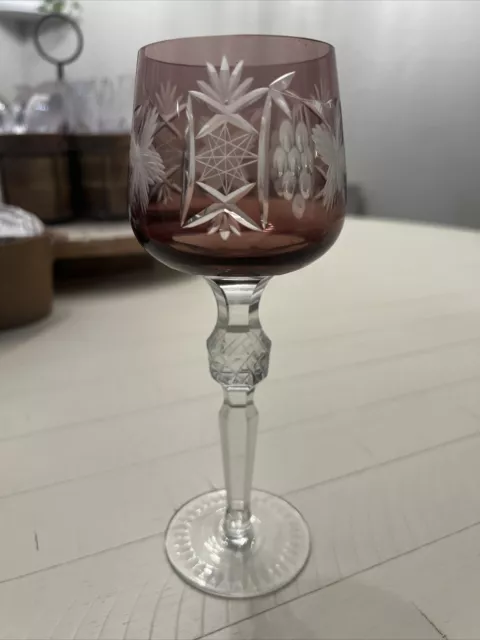 Bohemian Czech Cut to Clear Wine Color Crystal Wine Glass Goblet