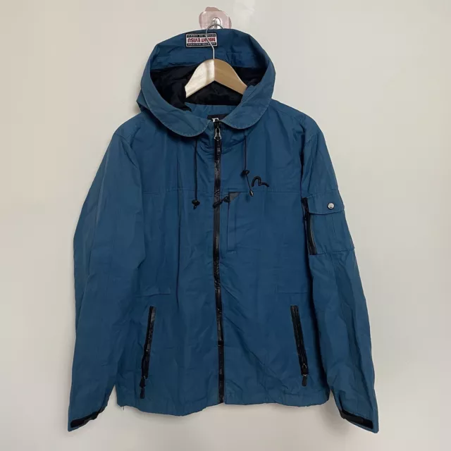 Evisu Weather Jacket Blue Men's M/L Zipup Logo Japan Hooded 2012