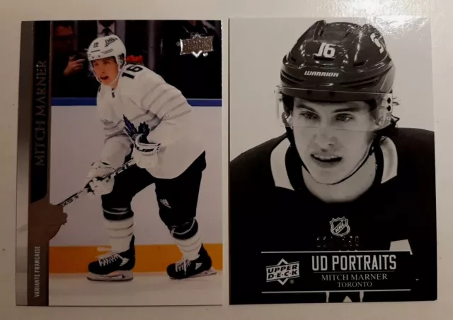 Mitch Marner 2021-22 Ud Portraits Silver /250 + 2020-21 French Variation Leafs