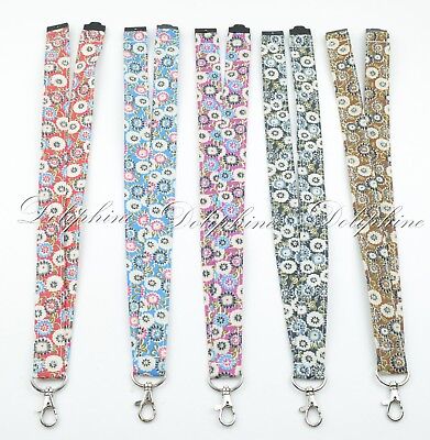 Multi Color Breakaway Flower Fabric LANYARD with Key Chain for ID Badge holder