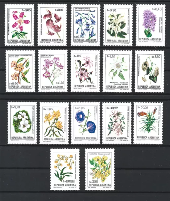 Argentina 1983 Flowers PESOS $ Arg Complete Permanent Set 17 values MNH