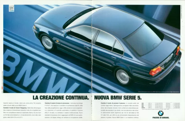 BMW Serie 5 Car Magazine Print Ad italia VTG 1990s 2pg 1996