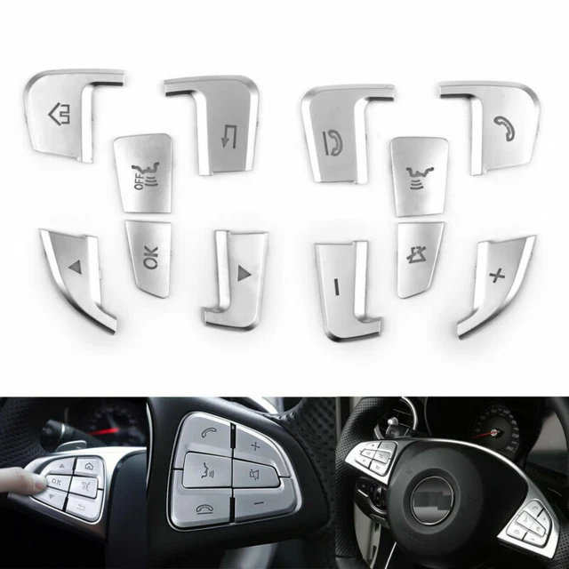 Pulsante volante pulsante argento finitura per Mercedes Benz A B C classe GLC CLA CLS GLE F
