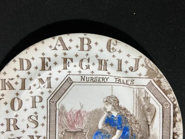 Staffordshire Victorian Alphabet ABC Plate - Nursery Tales - Cinderella 2