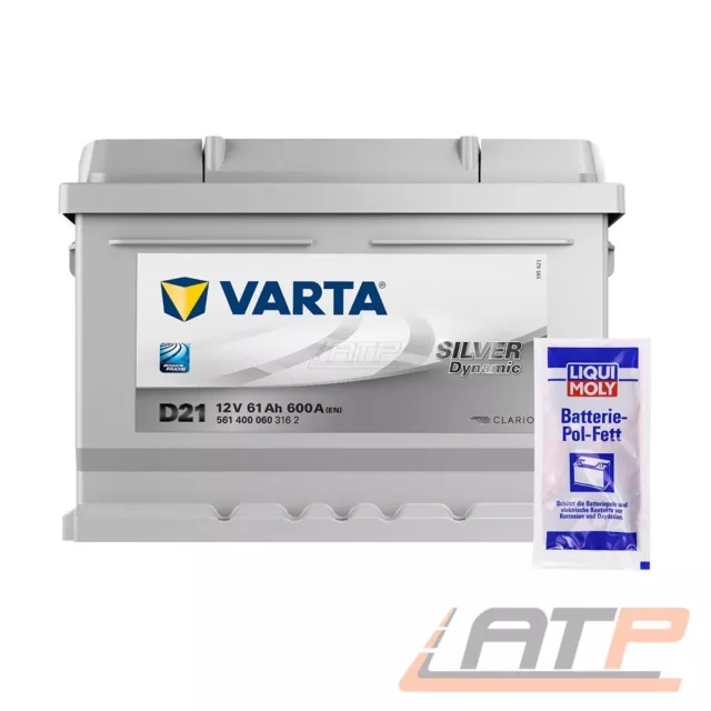 VARTA AUTOBATTERIE 12V 61Ah STARTERBATTERIE SILVER DYNAMIC 600A + 10g POL-FETT